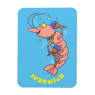 Cute lycklig räkor, räkor, tecknad magnet