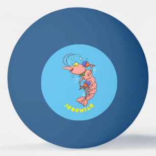 Cute lycklig räkor, räkor, tecknad pingisboll