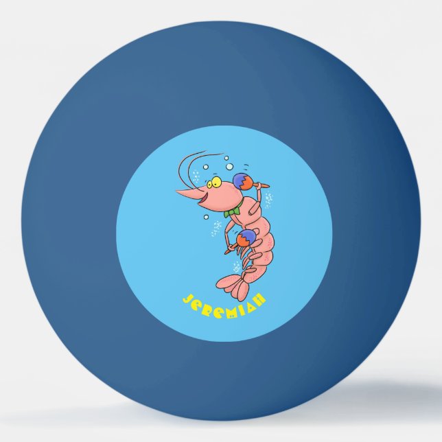 Cute lycklig räkor, räkor, tecknad pingisboll (Framsidan)