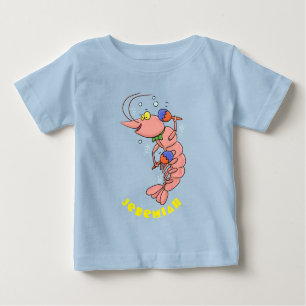 Cute lycklig räkor, räkor, tecknad t shirt