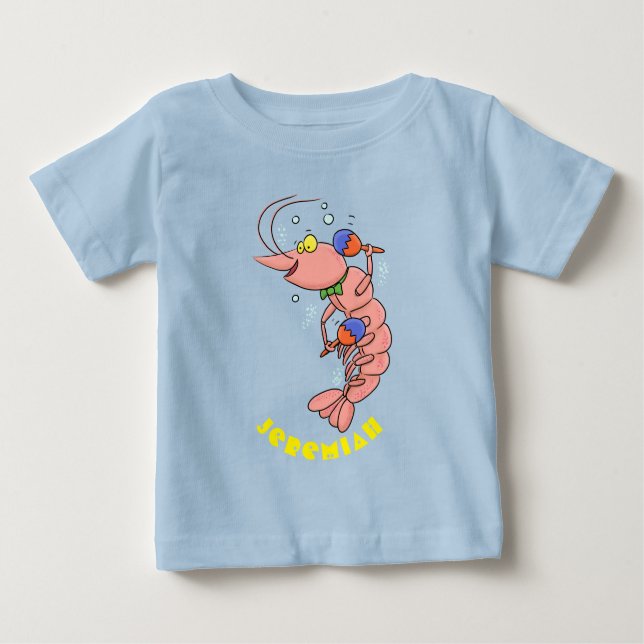 Cute lycklig räkor, räkor, tecknad t shirt (Framsida)