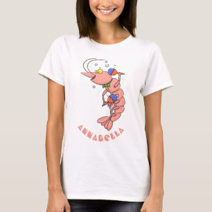 Cute lycklig räkor, räkor, tecknad t shirt