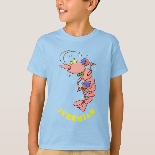 Cute lycklig räkor, räkor, tecknad t shirt (Framsida)