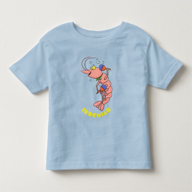 Cute lycklig räkor, räkor, tecknad t shirt (Framsida)