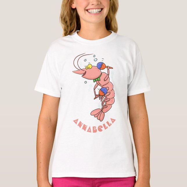 Cute lycklig räkor, räkor, tecknad t shirt (Framsida)