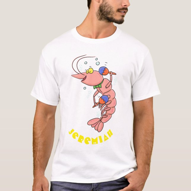 Cute lycklig räkor, räkor, tecknad t shirt (Framsida)
