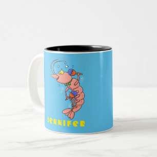 Cute lycklig räkor, räkor, tecknad Två-Tonad mugg
