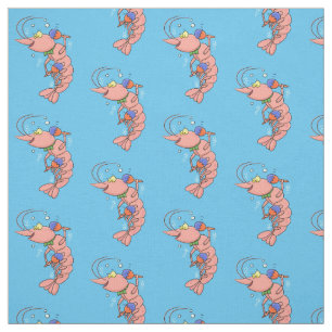 Cute lycklig räkor, räkor, tecknad tyg