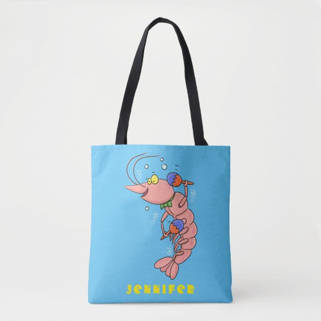 Cute lycklig räkor, räkor, tecknad tygkasse (Framsida)