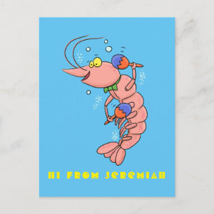 Cute lycklig räkor, räkor, tecknad vykort