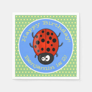 Cute lycklig red ladybug tecknad illustration pappersservett