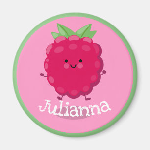 Cute lycklig Red Raspberry rosa tecknad illustrati Magnet