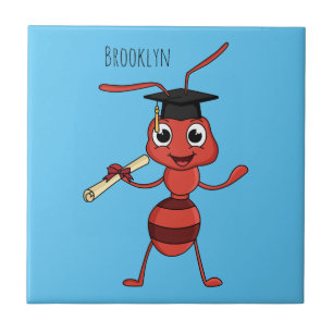 Cute lycklig red tecknad kakelplatta