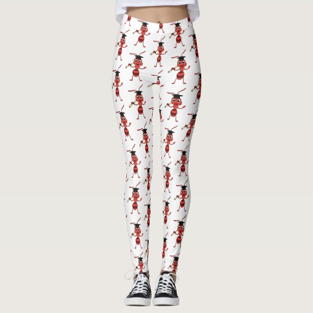 Cute lycklig red tecknad leggings (Framsida)