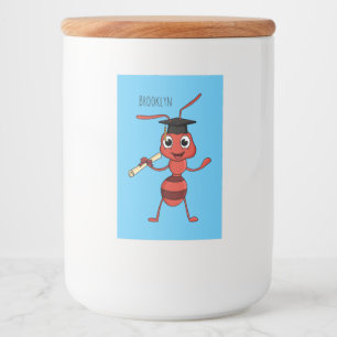 Cute lycklig red tecknad mat etikett