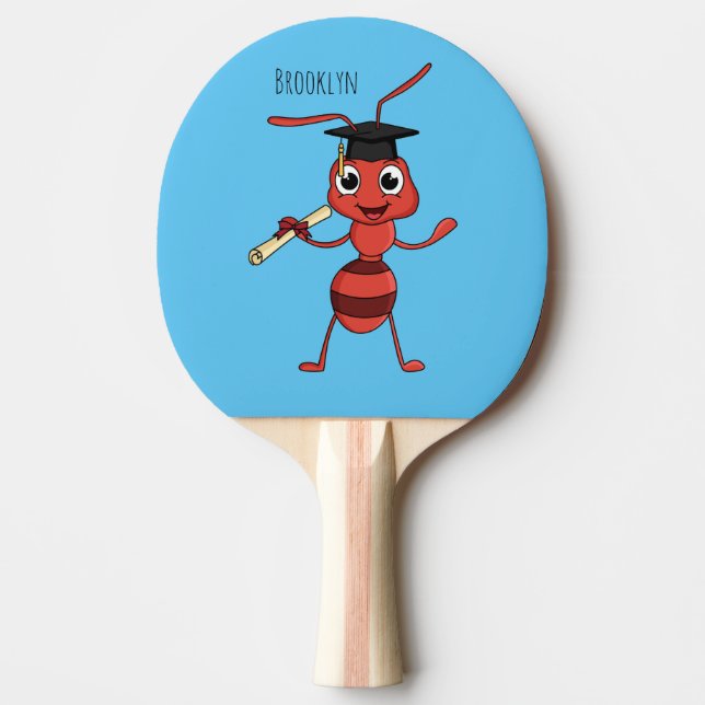 Cute lycklig red tecknad pingisracket (Framsidan)