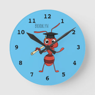 Cute lycklig red tecknad rund klocka