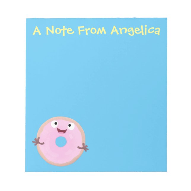 Cute lycklig rosa gladised tecknad anteckningsblock (Framsida)