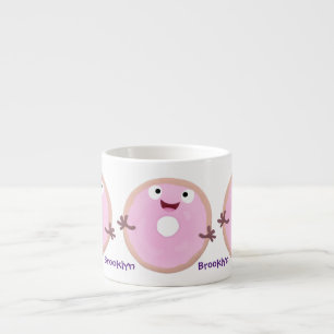 Cute lycklig rosa gladised tecknad espressomugg
