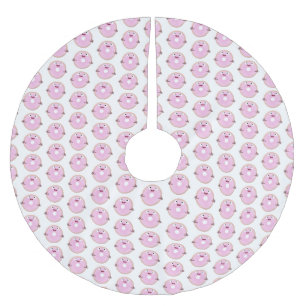 Cute lycklig rosa gladised tecknad julgransmatta borstad polyester