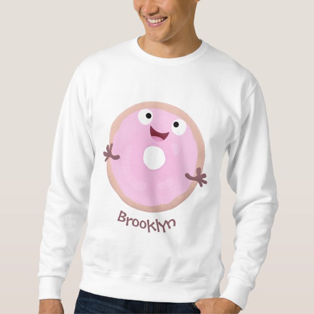 Cute lycklig rosa gladised tecknad lång ärmad tröja (Framsida)