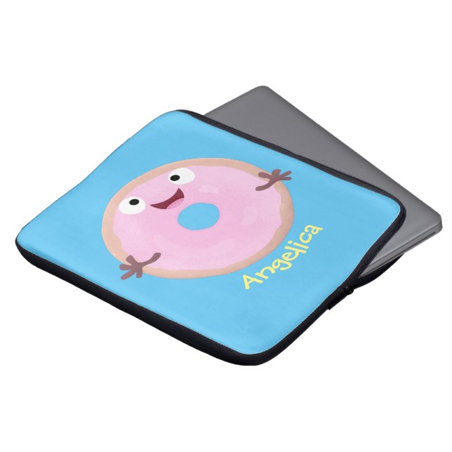 Cute lycklig rosa gladised tecknad laptop fodral (Framsida topp)