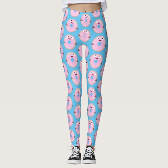 Cute lycklig rosa gladised tecknad leggings (Framsida)