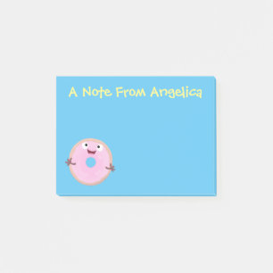Cute lycklig rosa gladised tecknad post-it block