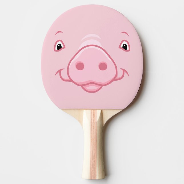 Cute Lycklig Rosa Gris Ansikte Pingisracket (Framsidan)