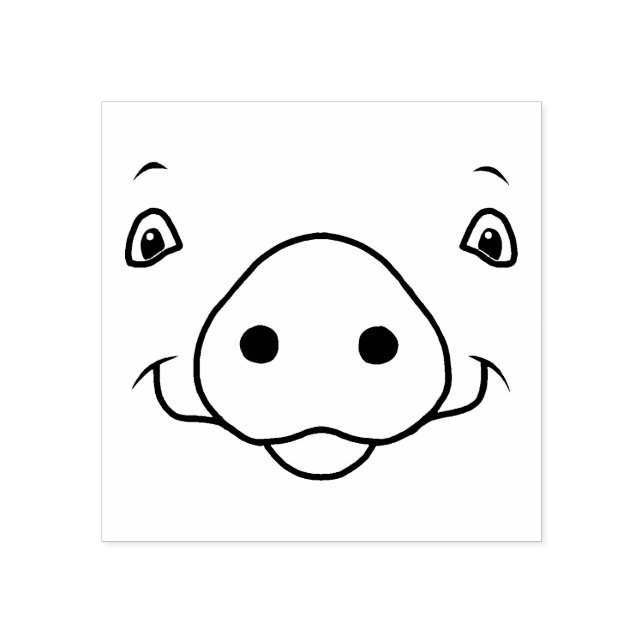 Cute Lycklig Rosa Gris Ansikte Stämpel (Tryck)