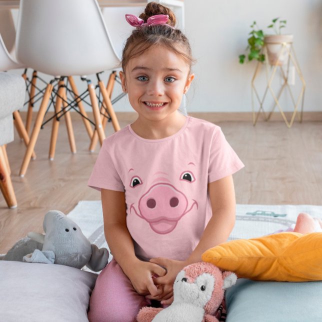 Cute Lycklig Rosa Gris Ansikte Tee Shirt (Skapare uppladdad)