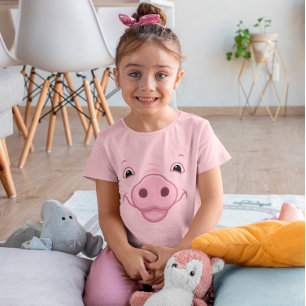 Cute Lycklig Rosa Gris Ansikte Tröja