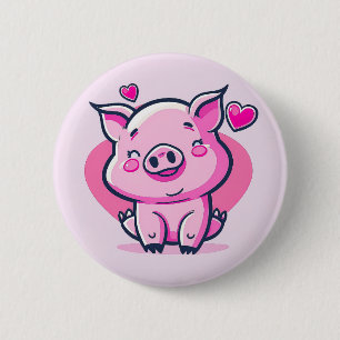 Cute Lycklig Rosa Gris Hearts Valentine Inspired Knapp