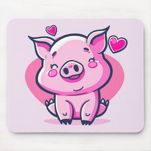Cute Lycklig Rosa Gris Hearts Valentine Inspired | Musmatta (Framsidan)