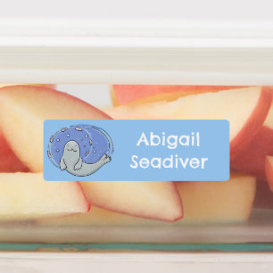 Cute lycklig säl och personlig av fiskblått teckna klistermärke