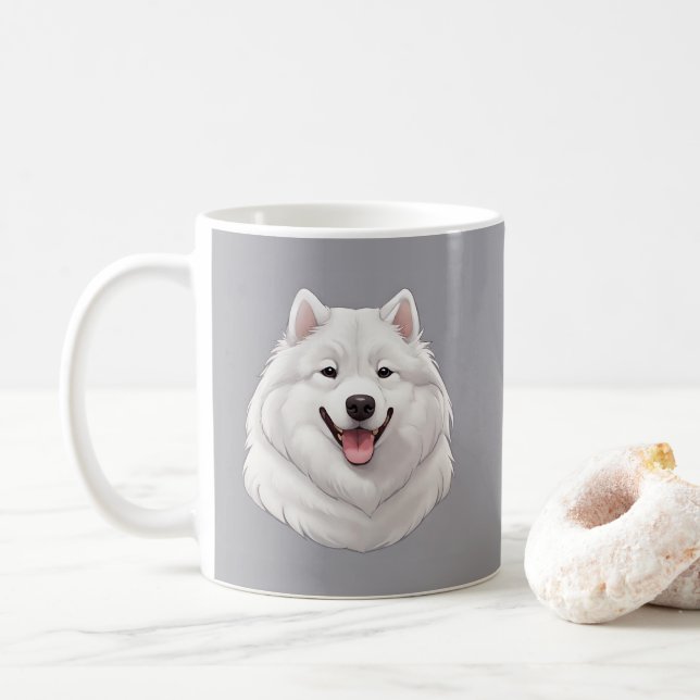 Cute Lycklig Samoyed Hund Kaffemugg (Med munk)