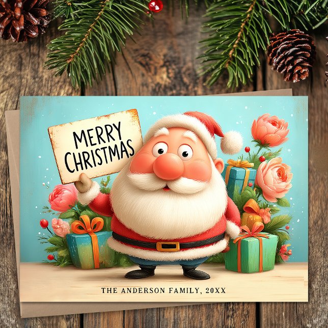 Cute Lycklig Santa God jul Julkort (Cute Happy Santa Merry Christmas Holiday Card)
