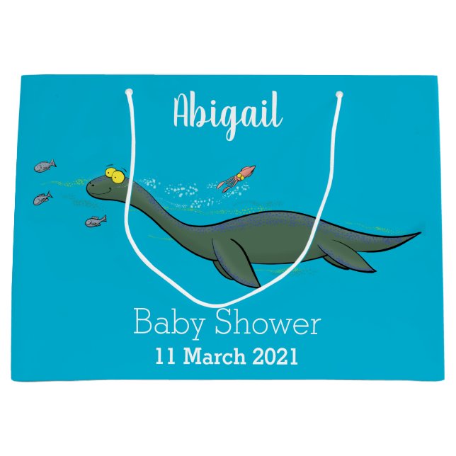 Cute, lycklig sjömonsterplesiosaur tecknad (Framsidan)