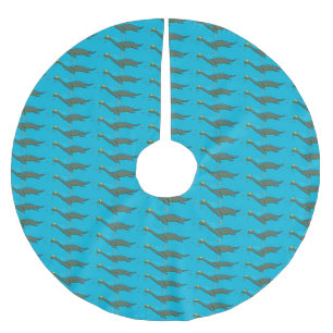 Cute, lycklig sjömonsterplesiosaur tecknad julgransmatta borstad polyester