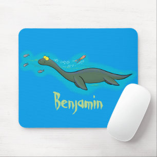 Cute, lycklig sjömonsterplesiosaur tecknad musmatta
