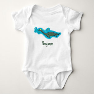 Cute, lycklig sjömonsterplesiosaur tecknad t shirt