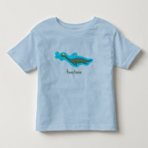 Cute, lycklig sjömonsterplesiosaur tecknad t shirt
