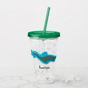 Cute, lycklig sjömonsterplesiosaur tecknad take away mugg