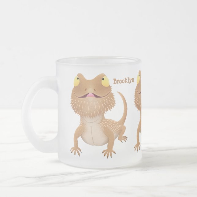 Cute lycklig-skäggig tecknad frostad glasmugg (Vänster)