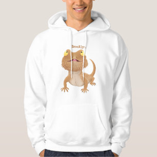 Cute lycklig-skäggig tecknad hoodie