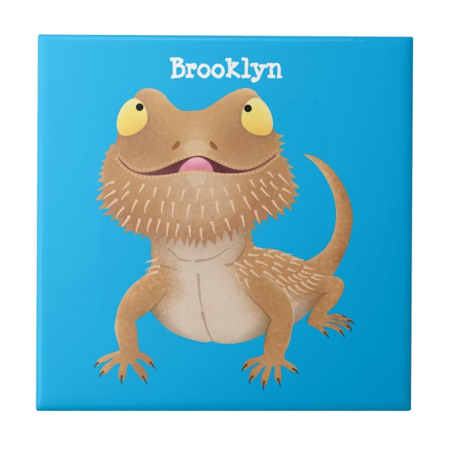 Cute lycklig-skäggig tecknad kakelplatta (Framsidan)