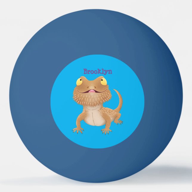 Cute lycklig-skäggig tecknad pingisboll (Framsidan)