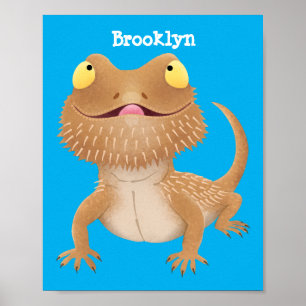 Cute lycklig-skäggig tecknad poster