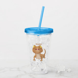 Cute lycklig-skäggig tecknad take away mugg