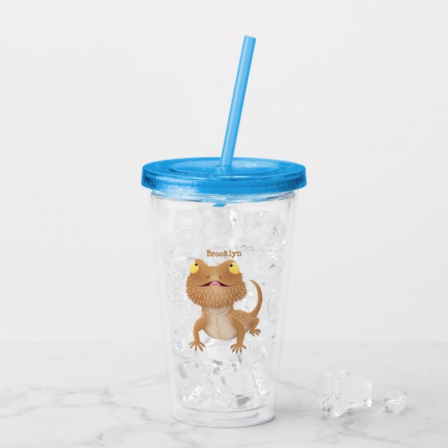 Cute lycklig-skäggig tecknad take away mugg (Baksida Ice)